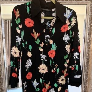 Zara Floral Collared Long Sleeve Dress